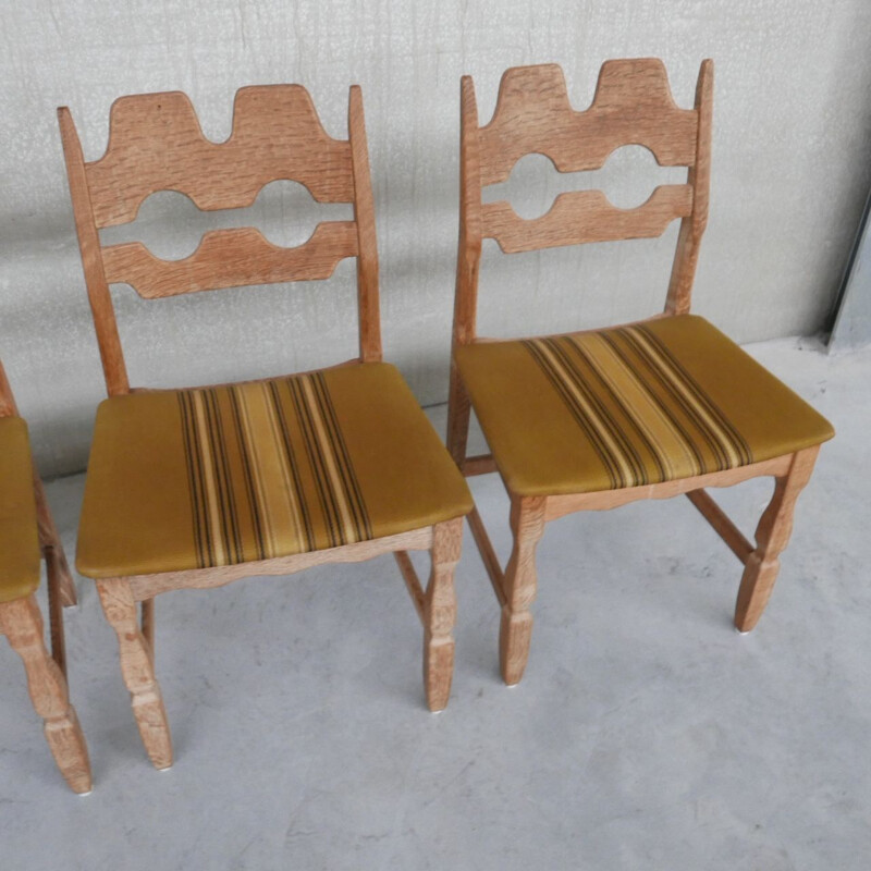 Set of 6 oakwood Danish mid-century dining chairs by Henning Kjaernulf, 1960s