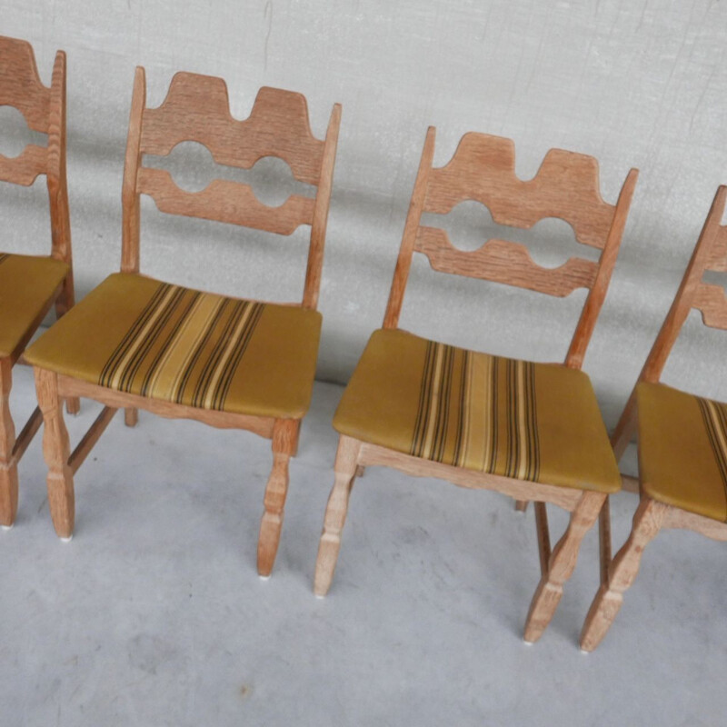 Set of 6 oakwood Danish mid-century dining chairs by Henning Kjaernulf, 1960s