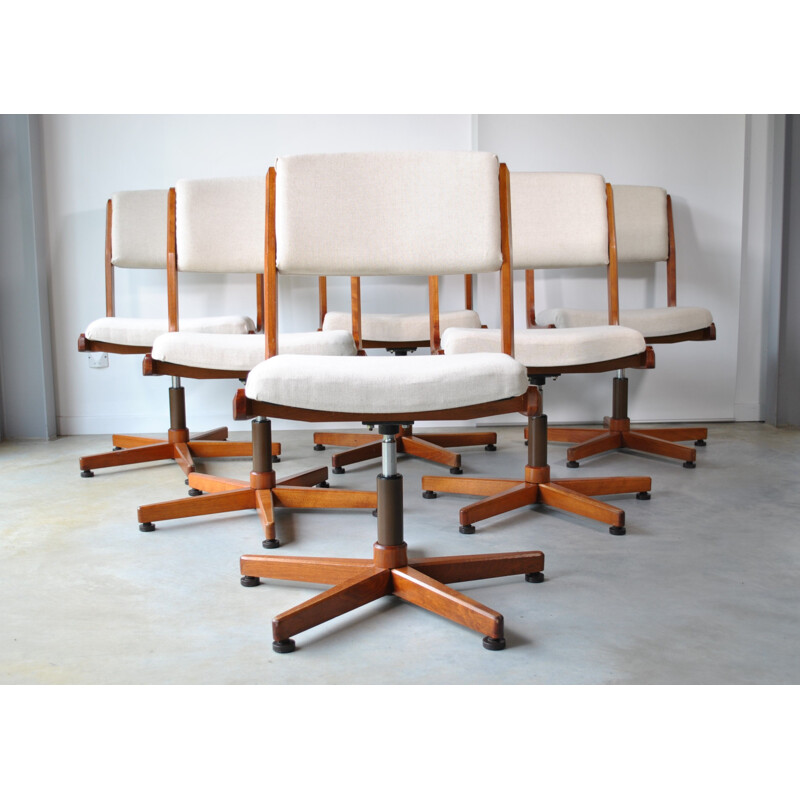 Set of 6 vintage swivel conference chairs, 1970