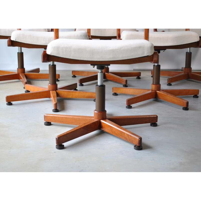 Set of 6 vintage swivel conference chairs, 1970