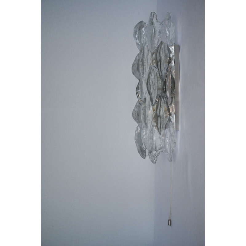 Mid century wall mamp in ice glass by J.T. Kalmar for Franken Kg, Germany 1970s