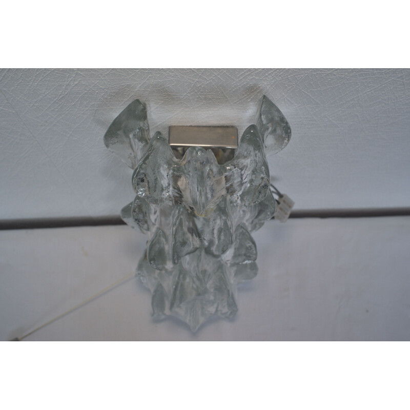 Mid century wall mamp in ice glass by J.T. Kalmar for Franken Kg, Germany 1970s