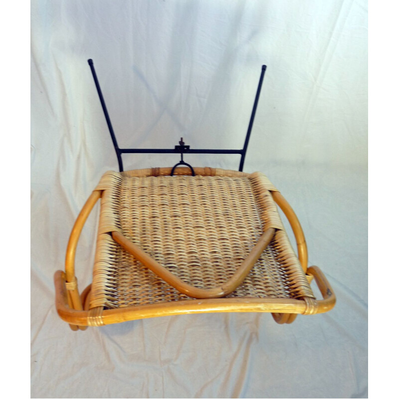 Vintage bamboo and wicker armchair