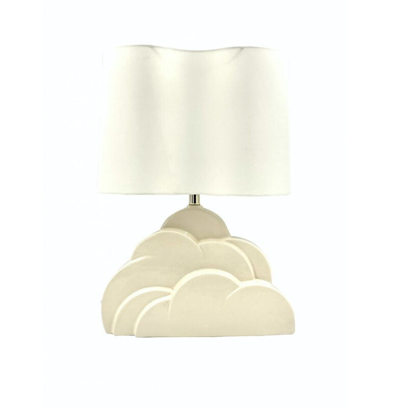 Vintage "Cloud 9" table lamp white craquelé ceramic base, USA 1970s