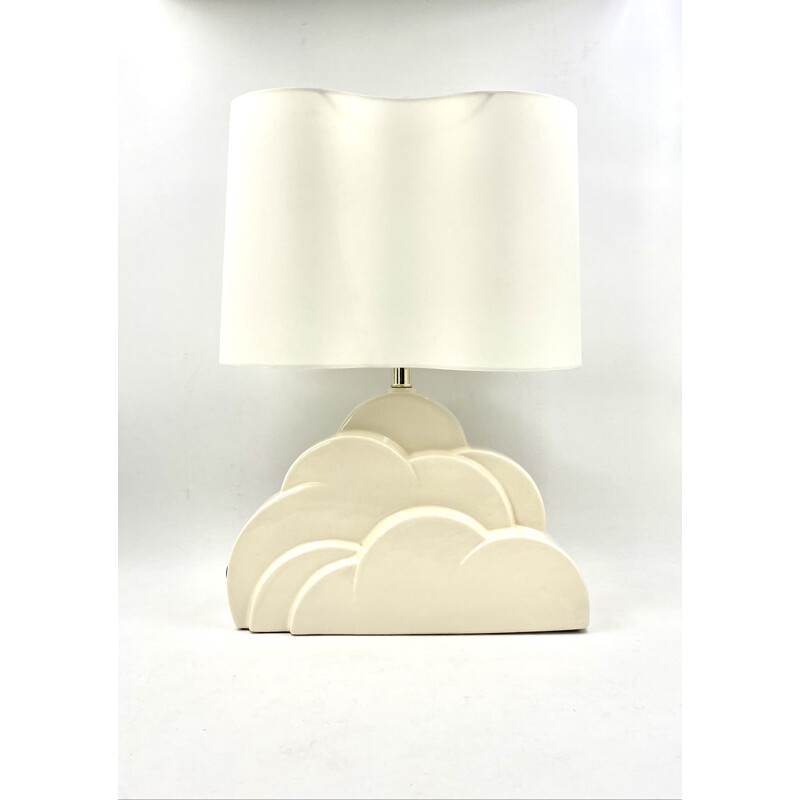 Lampe de table vintage "Cloud 9" base en céramique craquelée blanche, USA 1970