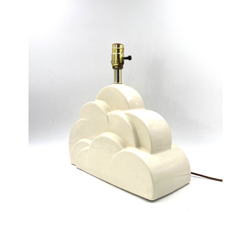 Vintage "Cloud 9" table lamp white craquelé ceramic base, USA 1970s