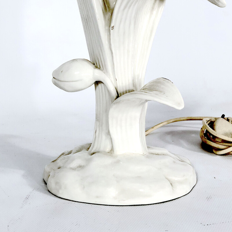 Lámpara vintage de porcelana blanca, Italia 1930