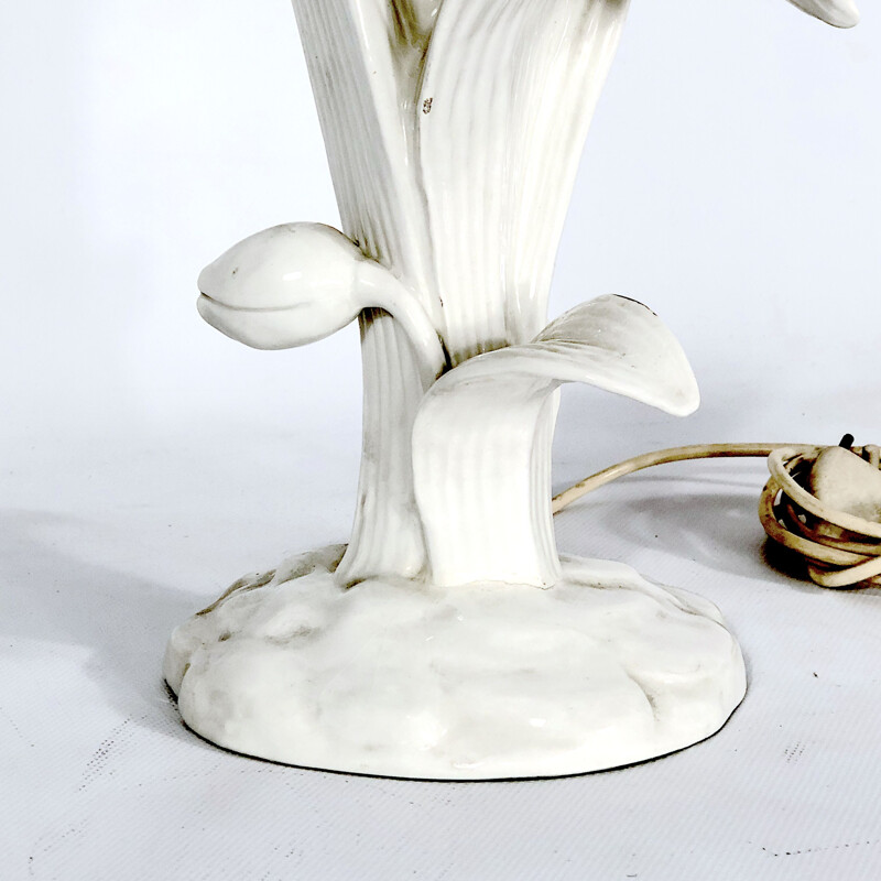 Vintage white porcelain lamp, Italy 1930