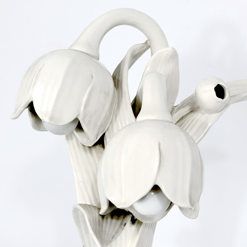 Vintage white porcelain lamp, Italy 1930