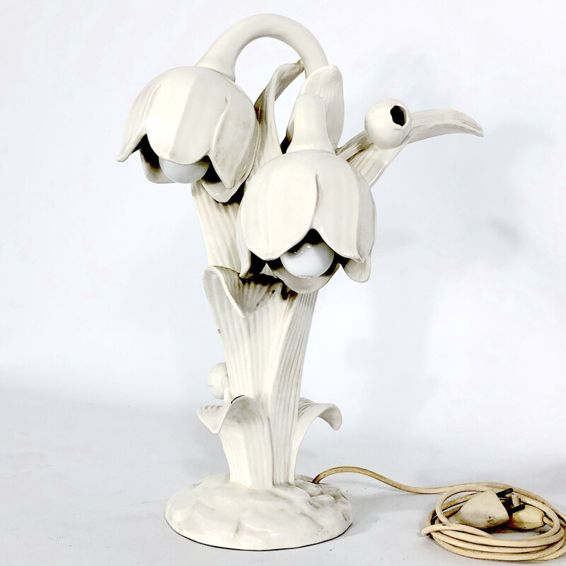 Lampe vintage en porcelaine blanche, Italie 1930