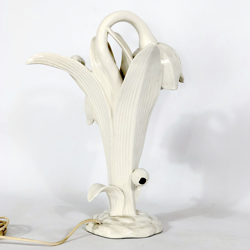 Lámpara vintage de porcelana blanca, Italia 1930