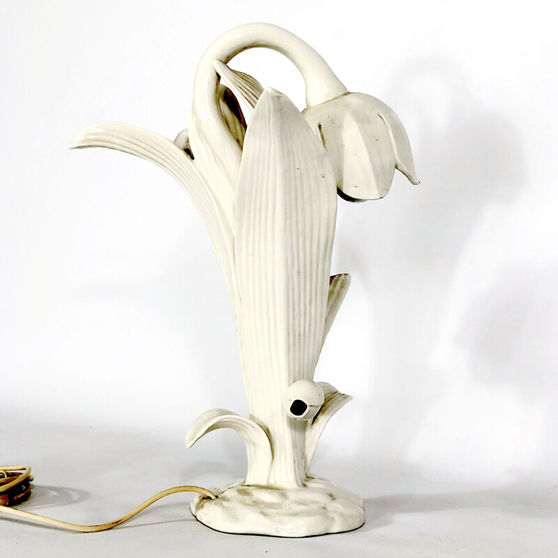 Lampe vintage en porcelaine blanche, Italie 1930