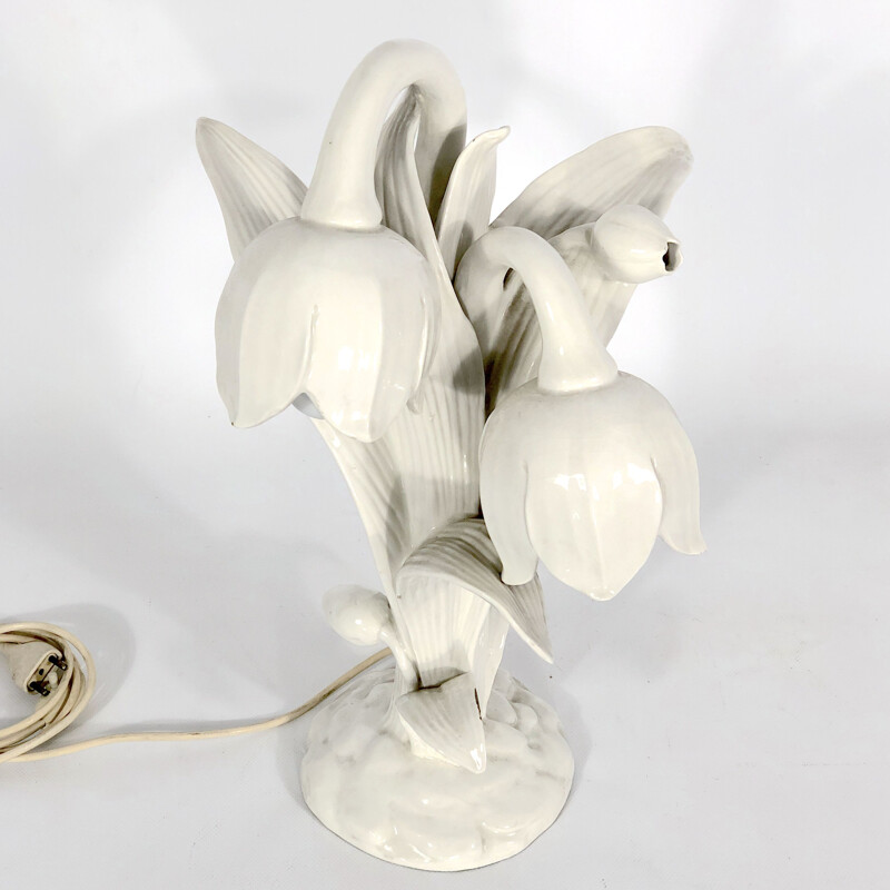 Vintage white porcelain lamp, Italy 1930