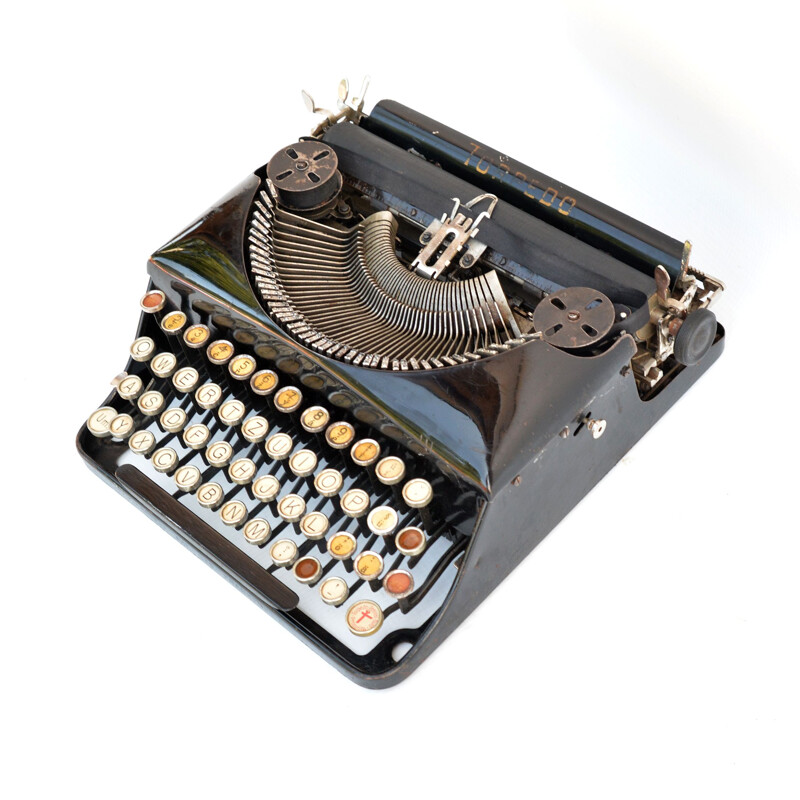 Machine à écrire vintage Torpedo en valise, Allemagne 1930