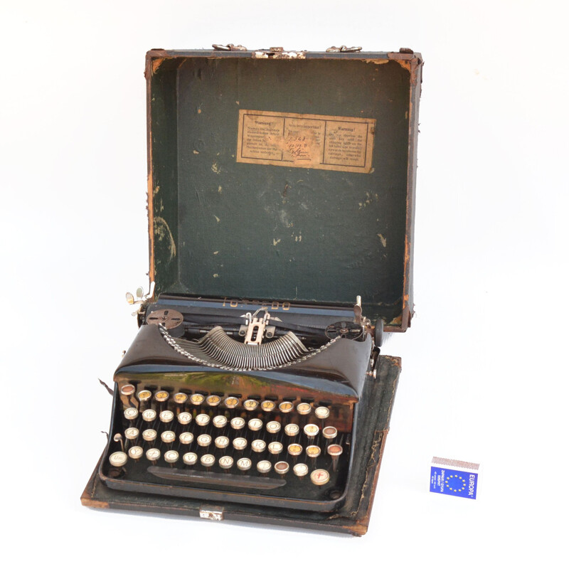 Machine à écrire vintage Torpedo en valise, Allemagne 1930