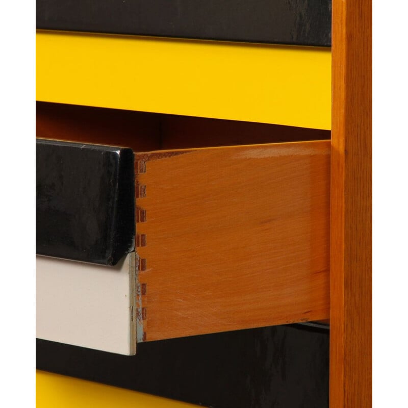 Vintage yellow and black chest of drawers model U-453 by Jiri Jiroutek for Interier Praha, Czech Republic 1960