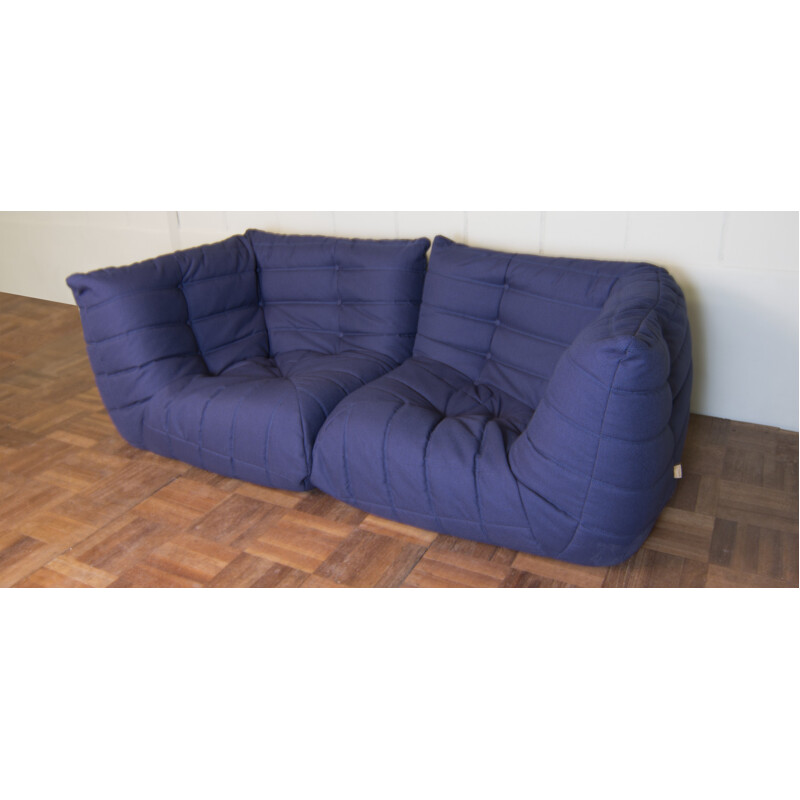 Modular Ligne Roset "Togo" corner sofa in blue fabric, Michel DUCAROY - 1970s