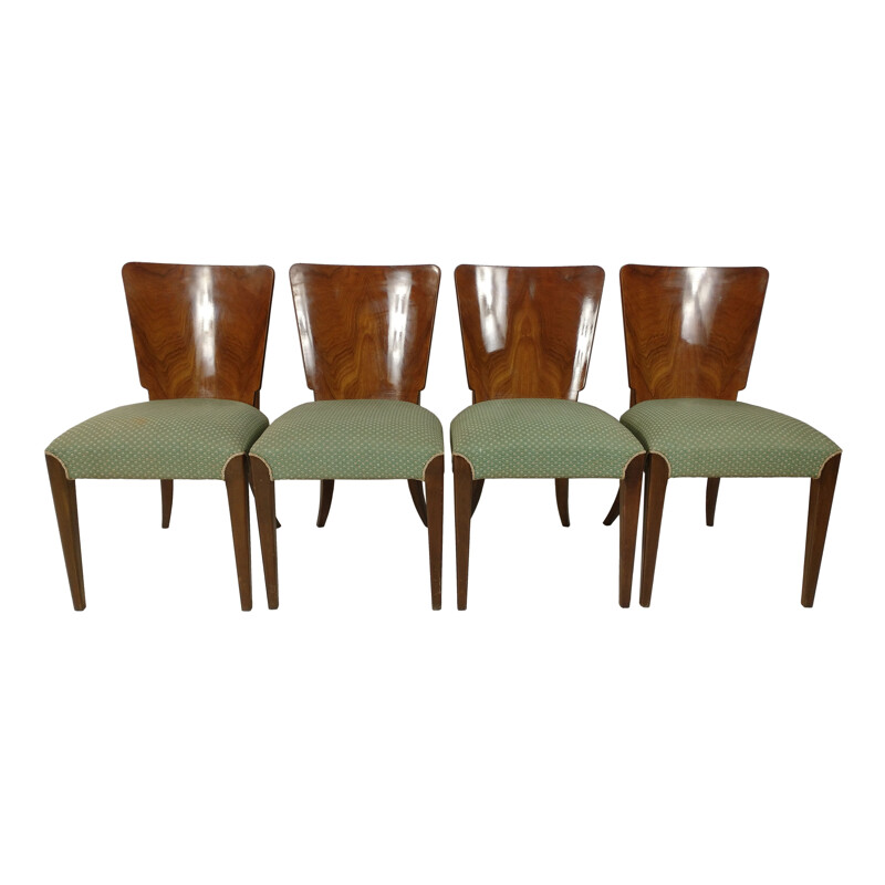 Set of 4 vintage Art Deco dining chairs by Jindřich Halabala, 1940s