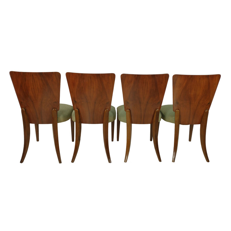 Set of 4 vintage Art Deco dining chairs by Jindřich Halabala, 1940s