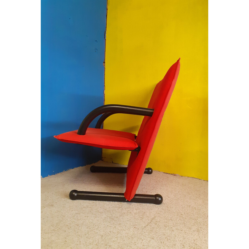 Vintage T-Line armchair in red fabric by Burkhard Vogtherr for Arflex, 1984
