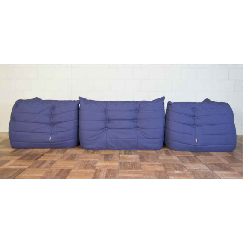 Modular Ligne Roset "Togo" corner sofa in blue fabric, Michel DUCAROY - 1970s