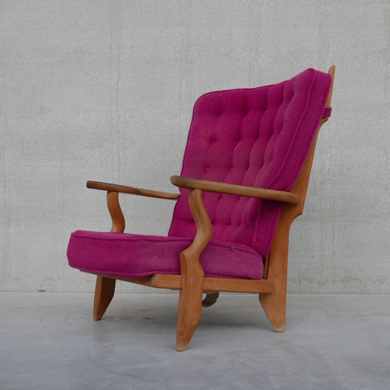 Oakwood mid-century "Repos" armchair by Guillerme et Chambron, France 1960s