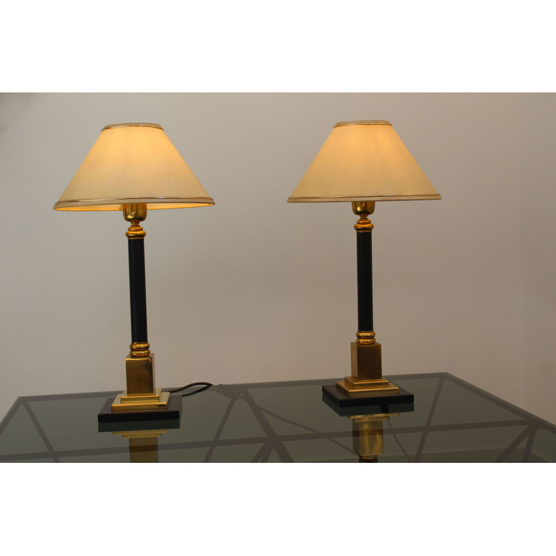 Pair of vintage brass table lamps, Italy 1970s