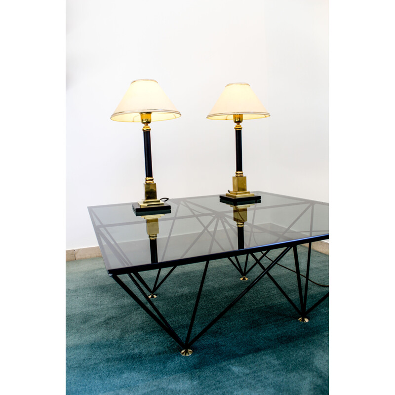 Pair of vintage brass table lamps, Italy 1970s