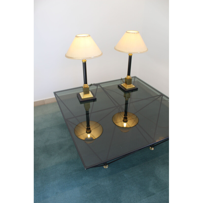 Pair of vintage brass table lamps, Italy 1970s