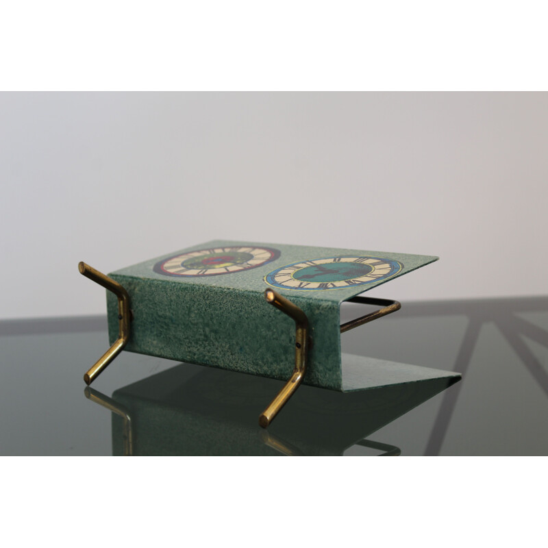 Vintage metal and brass magazine rack, Italy 1950s