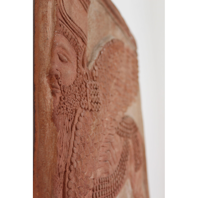 Terracotta vintage bas-relief depicting an Assyrian-Babylonian divinity by Taff, Italy 1950s