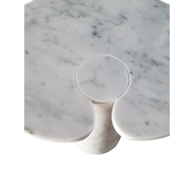 Vintage coffee table in Italian white Carrara marble by Angelo Mangiarotti, Italy 1970s