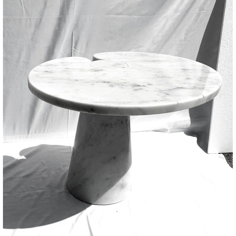Table basse vintage en marbre blanc de Carrare italien par Angelo Mangiarotti, Italie 1970