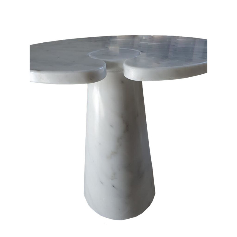 Vintage coffee table in Italian white Carrara marble by Angelo Mangiarotti, Italy 1970s