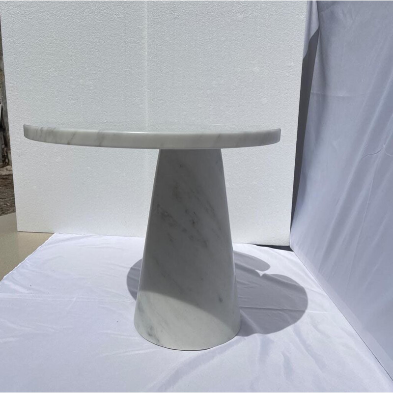 Vintage coffee table in Italian white Carrara marble by Angelo Mangiarotti, Italy 1970s
