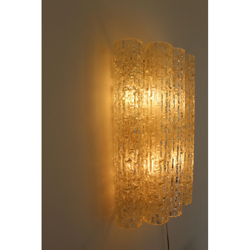 Vintage wall lamp with 4 tubular windows in Murano glass, Italy 1970