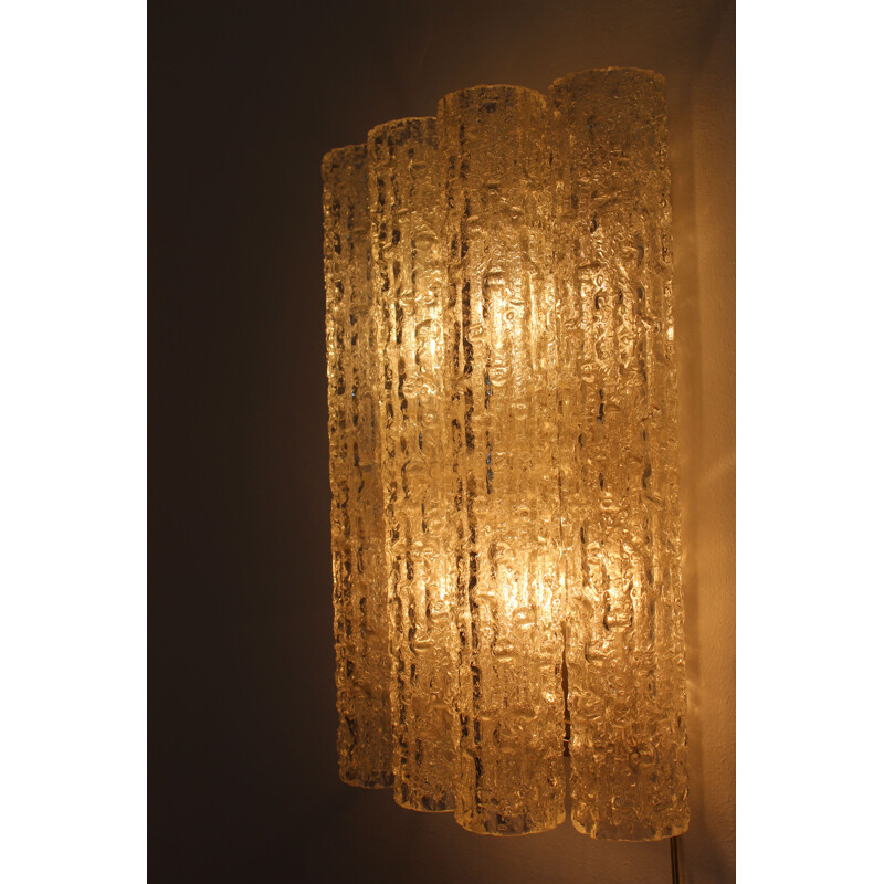 Vintage wall lamp with 4 tubular windows in Murano glass, Italy 1970