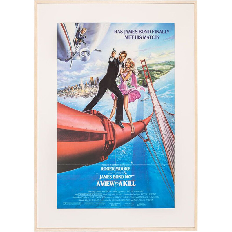 Vintage film poster "A View to a Kill" in ash wood, 1985
