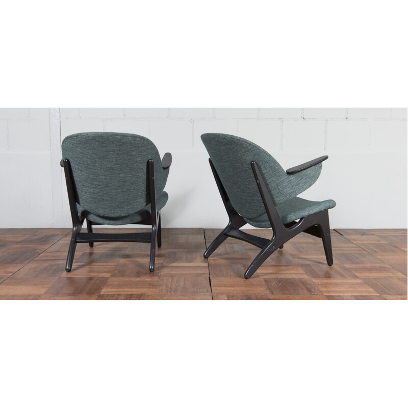 Danish chair in dark green fabric - 1960s