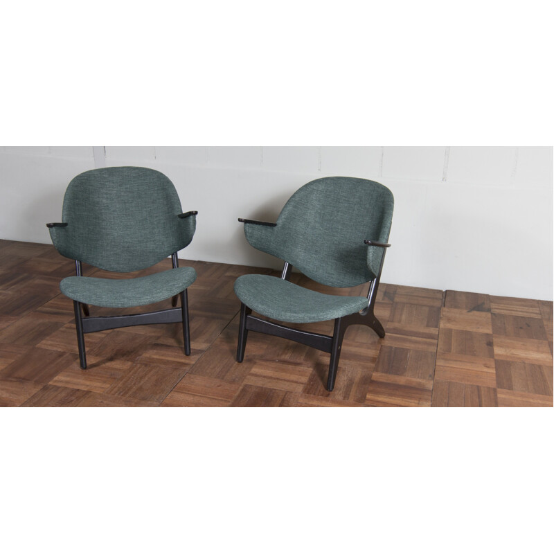 Danish chair in dark green fabric - 1960s