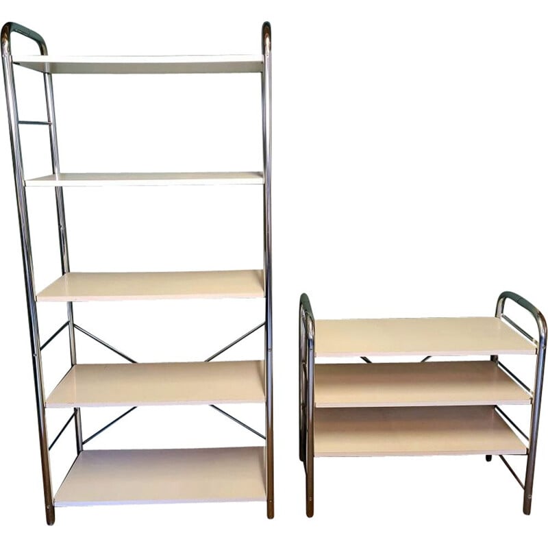 Pair of vintage chromed shelves, 1970s