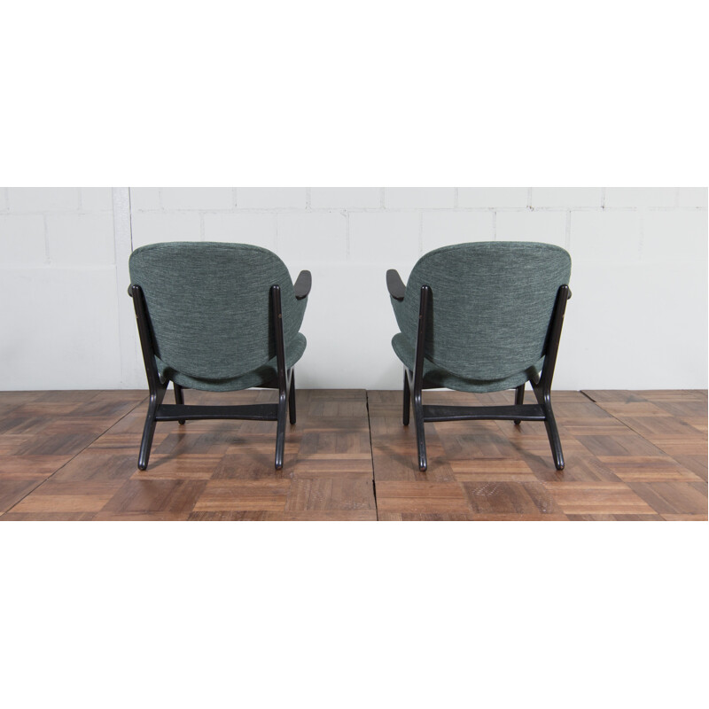 Danish chair in dark green fabric - 1960s