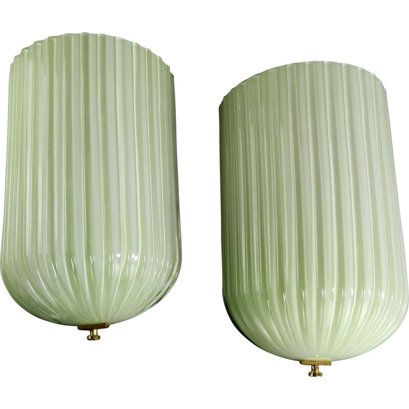 Pair of vintage cased Murano glass wall lamps by Barovier & Toso, Italy 1990s