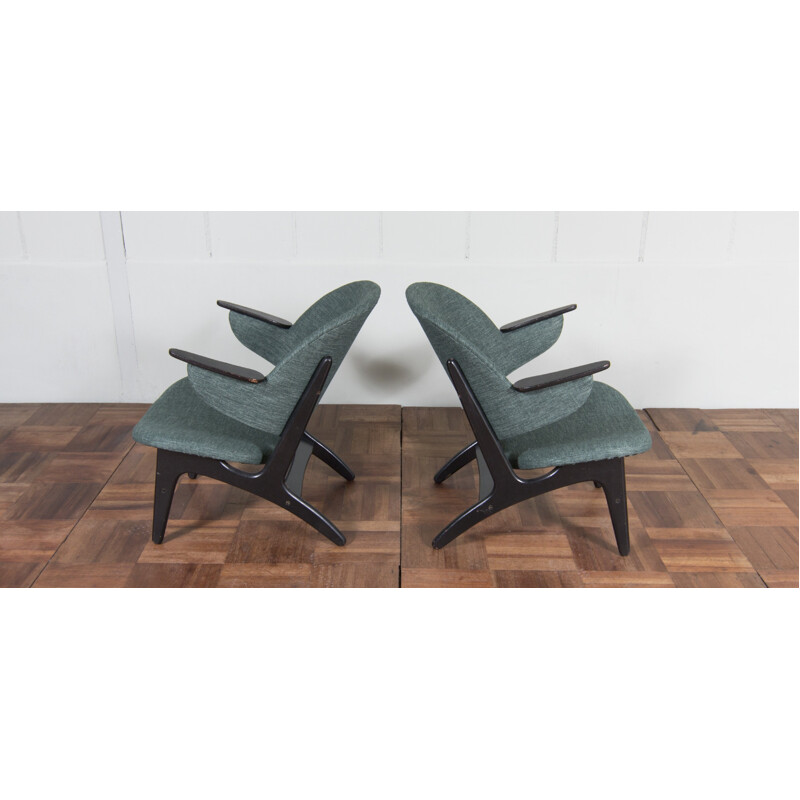 Danish chair in dark green fabric - 1960s