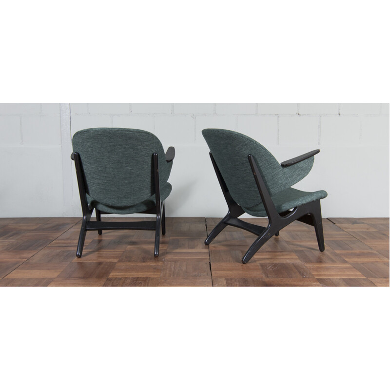 Danish chair in dark green fabric - 1960s