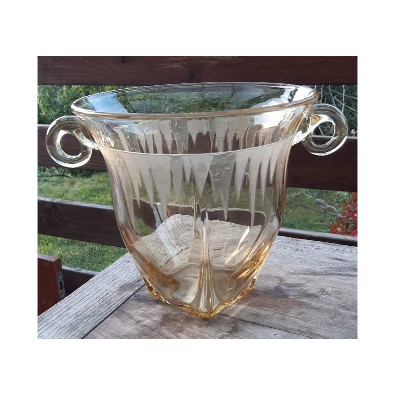 Vintage Art Deco glass champagne bucket, 1940-1950