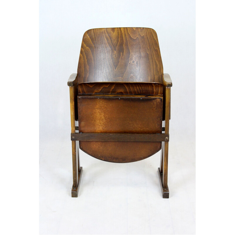 Vintage beech wood cinema chair from Ton, 1960s