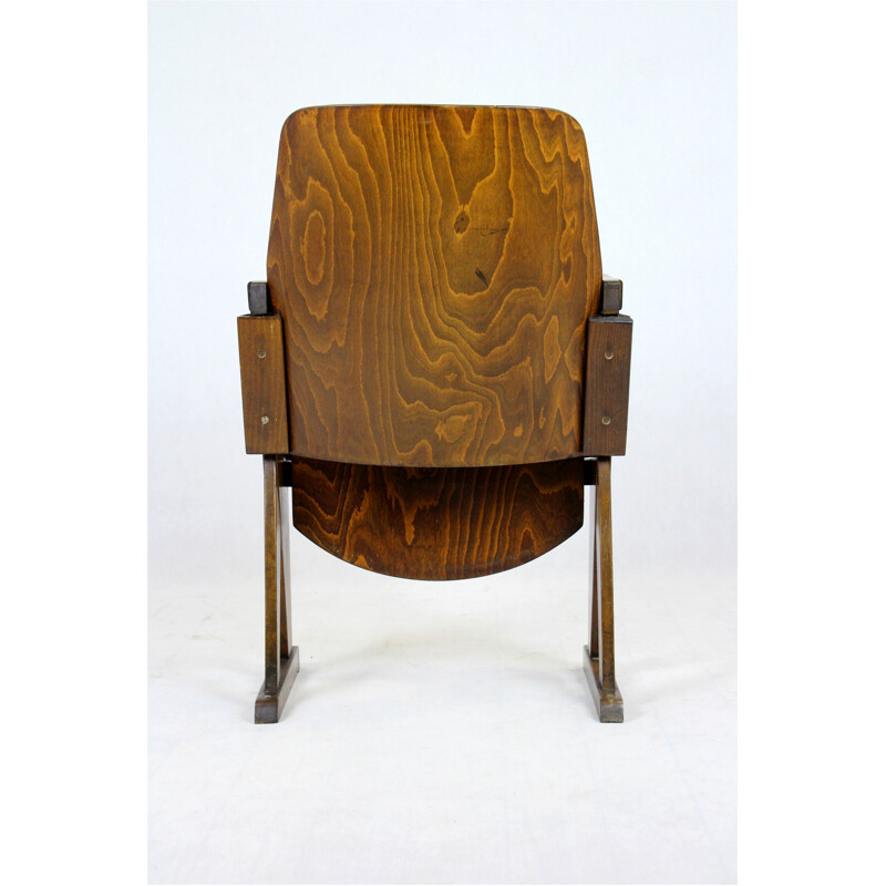 Vintage beech wood cinema chair from Ton, 1960s