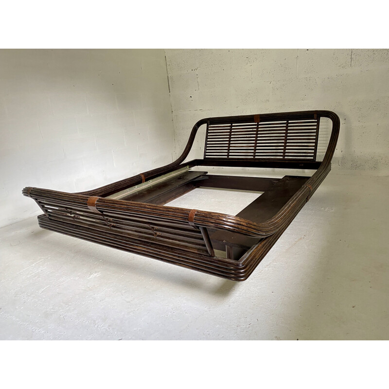 Vintage bamboo and rattan bed