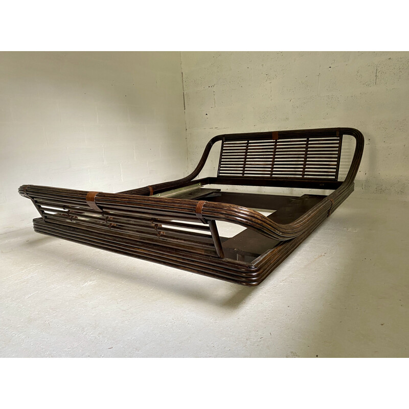 Vintage bamboo and rattan bed